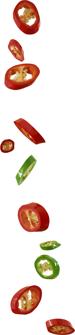 falling chilli slices